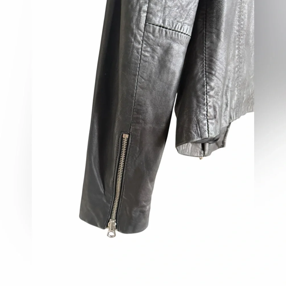 Madewell Washed Leather Black Motorcycle Biker Jacket Size XS NWOT Never Worn - Picture 9 of 14